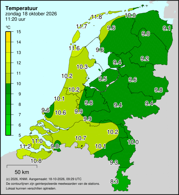 Actuele temperaturen